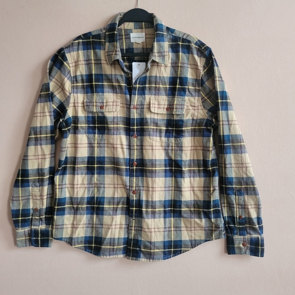 Lucky Brand Brushed Twill Plaid Long Sleeve Utility Shirt Size L - Picture 2 of 10